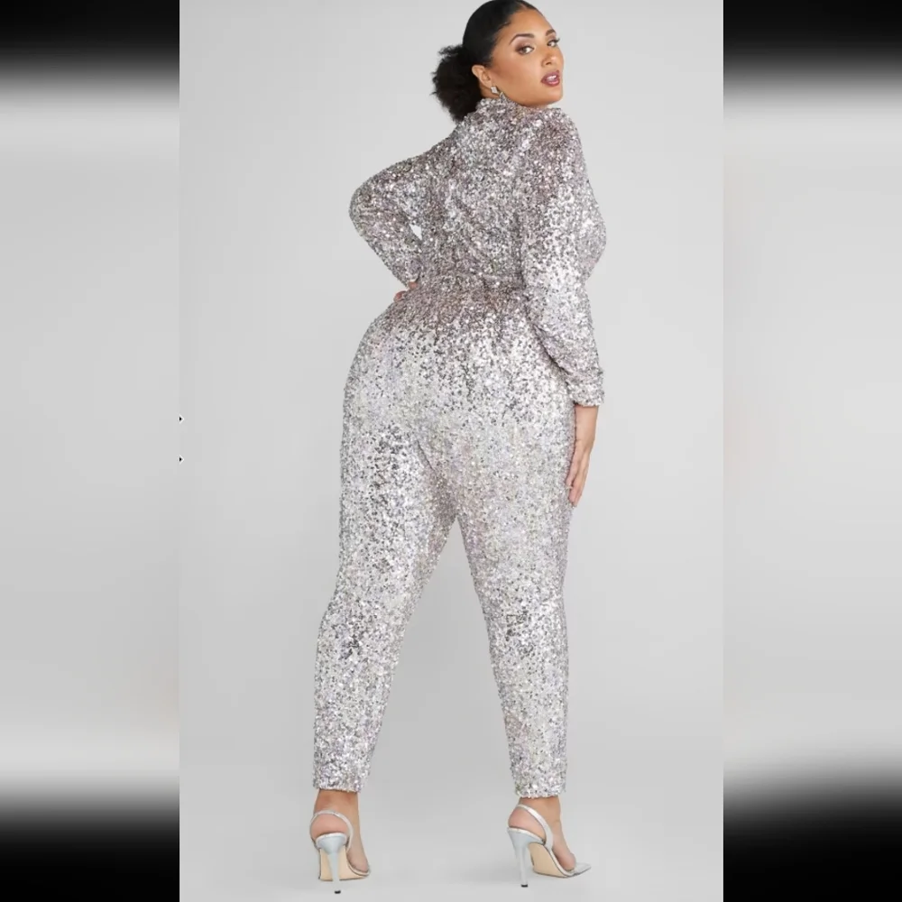 NWT Multicolor Sequin Fashion to Figure Jumpsuit Size 0/12. - Picture 2 of 8